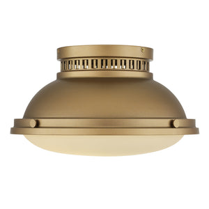 English Elm 2-light Dark Bronze Flush Mount Ceiling Fixture for Hallways Entryways and Bedrooms Brushed Brass B370P394557