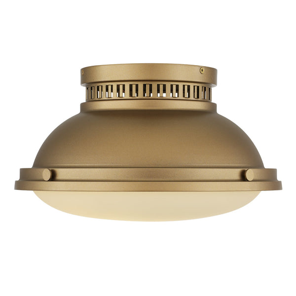 English Elm 2-light Dark Bronze Flush Mount Ceiling Fixture for Hallways Entryways and Bedrooms Brushed Brass B370P394557