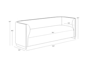 Sunpan Larron Sofa - Elegant Rhea Light Barley with Gold Stainless Steel Accents for Indoor & Outdoor Use