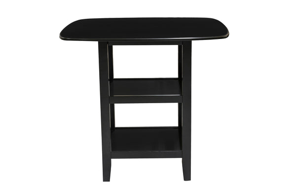 English Elm Black 5pc Counter Height Dining Set with Double Display Shelves, X-Back Faux Leather Chairs, Compact Stylish B011P194586