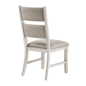 English Elm Modern Farmhouse 5 Piece Dining Set Acacia Wood Antique White Four Upholstered Chairs B011S02061