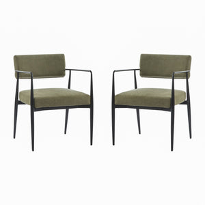 English Elm Christopher Knight Home® - Nora Mid-Century Dining Arm Chair with Foam-Padded High Back, Textured Fabric & Sturdy Metal Legs Black,Olive Green 30.7 L x 25.2 W x 19.7 H N776P272040G