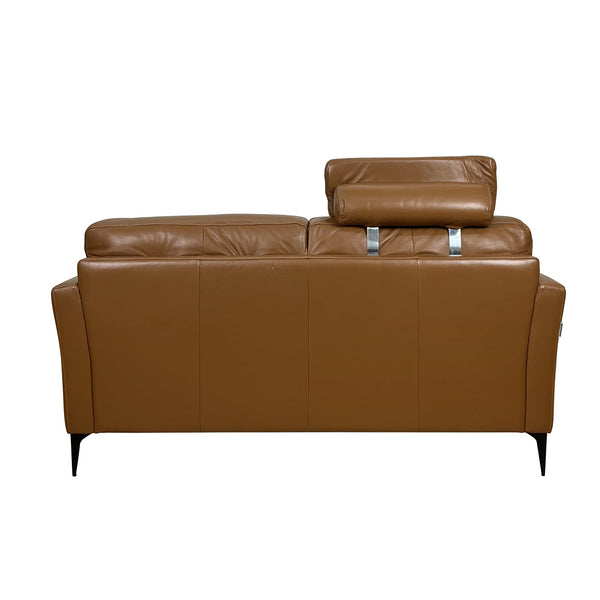 English Elm Tussio Italian Genuine Leather Loveseat with Tailored Cushions and Five Accent Pillows B2726P457658