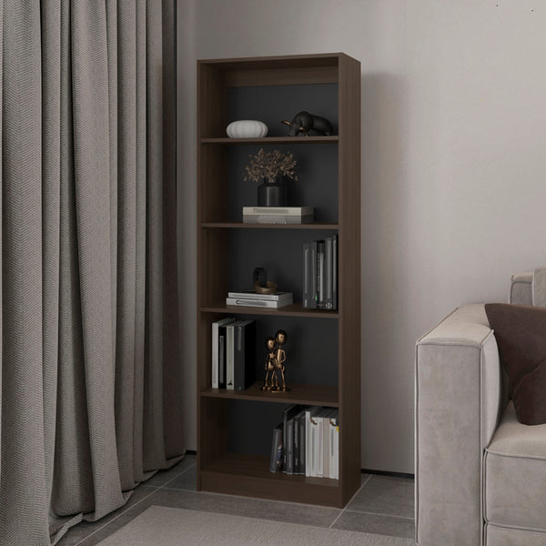 English Elm Bookcase 4-Shelves Benzoni - Stained Walnut Finish, Modern Design For Home & Office Storage Solutions B092P386505