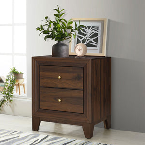 English Elm Anza Walnut Two-Drawer Nightstand with Laminate Finish, Spacious Top & Smooth Storage for Bedroom Elegance B062P375556