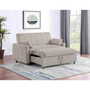 English Elm Westwind Bouclé Channel Tufted Sleeper Sofa with Pull Out Bed for Guest Rooms Beige B062P451684