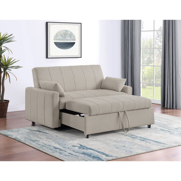 English Elm Westwind Bouclé Channel Tufted Sleeper Sofa with Pull Out Bed for Guest Rooms Beige B062P451684