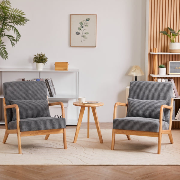 English Elm Mid-Century Accent Chair & Coffee Table Set - Vintage Luxury Design For Cozy Living Spaces & Relaxation W2989P362780