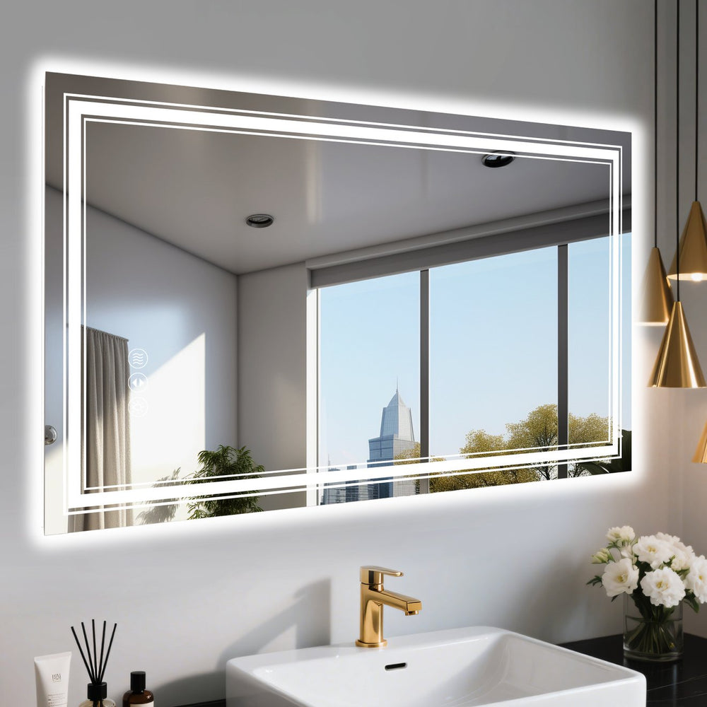 English Elm 55X30 Inch Frameless Led Bathroom Mirror - Smart, Energy-Efficient, Anti-Fog With Adjustable Lighting T3757P347022