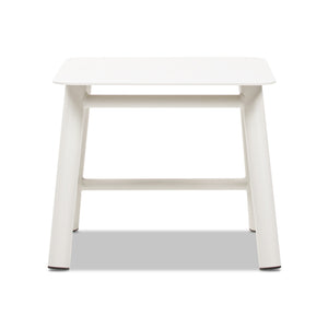 English Elm Jennifer Taylor Home - Atlas Light Beige 19.5" Square Outdoor Patio Side Table – Rust‑Resistant Aluminum, Matte Finish, Stable Design B2719P318948