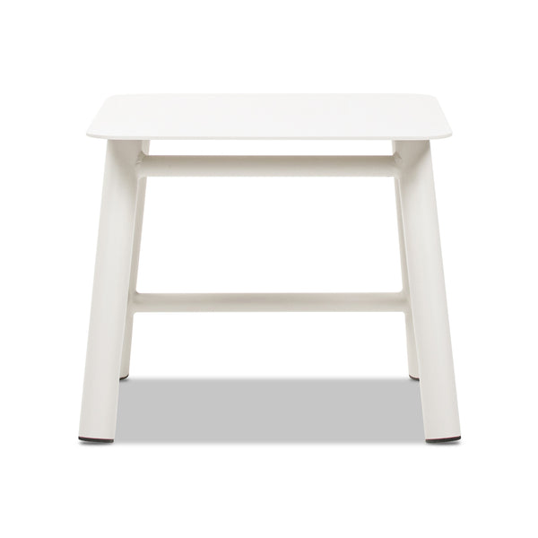 English Elm Jennifer Taylor Home - Atlas Light Beige 19.5" Square Outdoor Patio Side Table – Rust‑Resistant Aluminum, Matte Finish, Stable Design B2719P318948