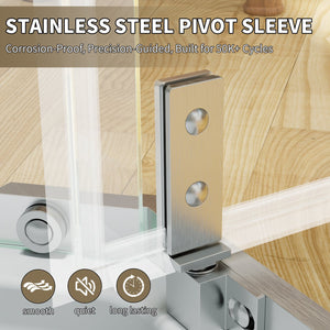 English Elm Corner Frameless Neo-angle Pivot Shower Enclosure with Tempered Glass and Sleek Hardware Brushed Nickel W637P348806
