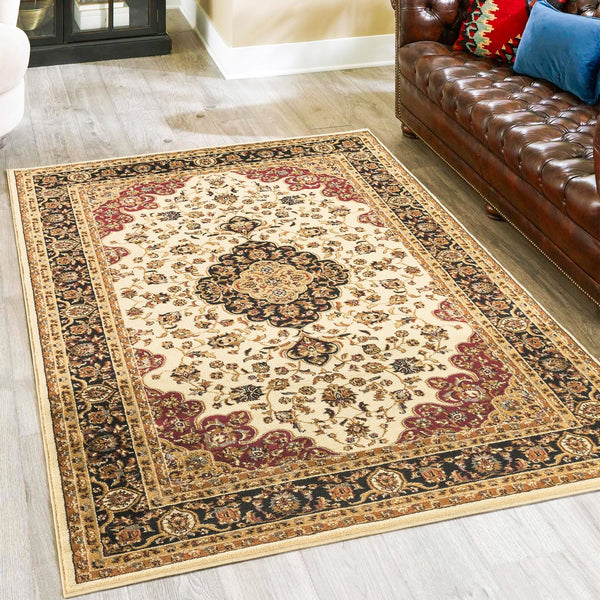 English Elm Classic Cream Medallion Area Rug Traditional Ornate Pattern for Living or Dining Rooms B186P452231