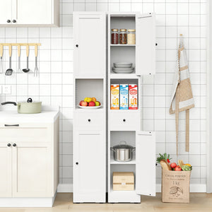 English Elm 71 Inch Narrow Steel Storage Cabinet 5 Tier with Doors Adjustable Shelves White T2398P442671