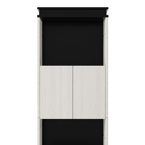 English Elm Full Full Size Murphy Bed with Desk, Shelves & Cabinets in Black+White — Space-Saving, Sturdy Design GX002042AAE