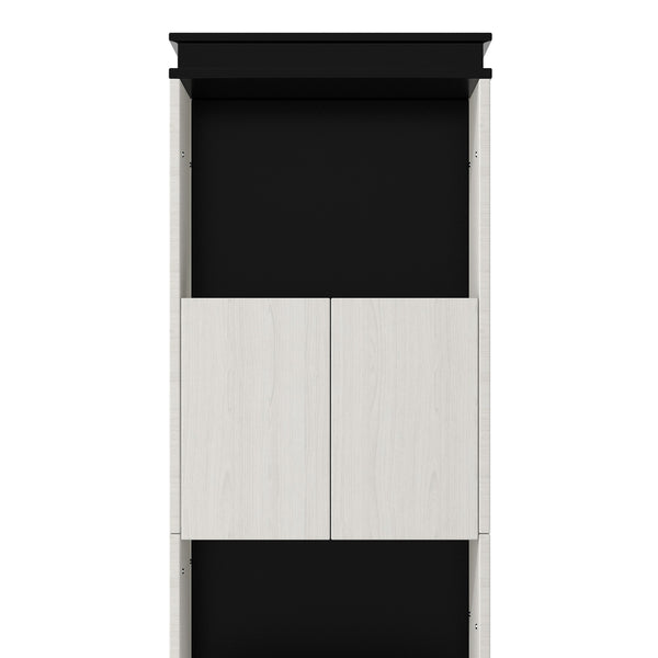 English Elm Full Full Size Murphy Bed with Desk, Shelves & Cabinets in Black+White — Space-Saving, Sturdy Design GX002042AAE