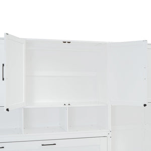 English Elm Twin Murphy Wall Bed with Integrated Closet Drawers and Desk for Studio Spaces White LP000595AAK-2