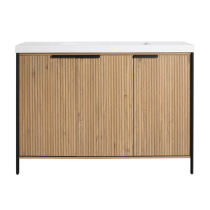 English Elm 48" Freestanding Bathroom Vanity with Thick Resin Sink, Soft-Close Doors, Adjustable Shelves, Durable Finish Light Coffee W999S00297
