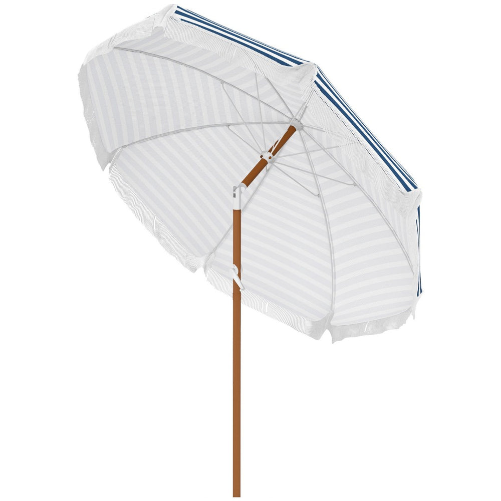 English Elm Outsunny 7 Ft Outdoor Patio Umbrella With Tilt & Vent, Stylish Blue Stripe Market Parasol For Shade W2225P200376-GIGA