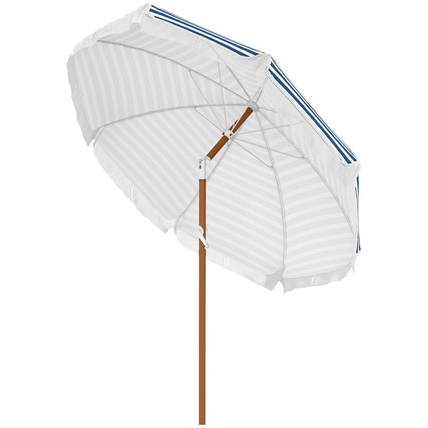 English Elm Outsunny 7 Ft Outdoor Patio Umbrella With Tilt & Vent, Stylish Blue Stripe Market Parasol For Shade W2225P200376-GIGA