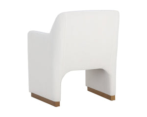 Sunpan JAIME Dining Armchair - Luxurious Fior Vanilla Upholstered Chair with Gold Base for Modern Elegance 110833