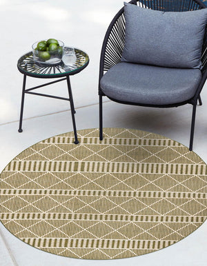 Unique Loom Outdoor Trellis Dalyan Machine Made Striped Rug Green, Ivory 7' 10" x 7' 10"