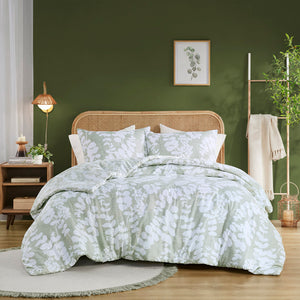 JLA Home Comfort Spaces - Floral Reversible Microfiber Comforter Set with Plush Lightweight Fill, Breathable Year-Round Comfort and Easy Care Sage AM10-0076
