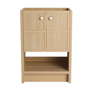 English Elm 24" Modern Freestanding Bathroom Vanity Oak Plywood with Soft-Closing Doors & Open Shelf Storage W1972P268402