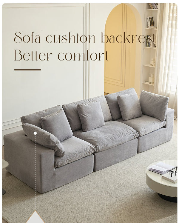 English Elm Modular Sectional Sofa - Space-Saving Light Gray Sleeper Couch With Comfy Sherpa Fabric Design W3622S00008
