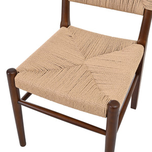 English Elm Modern Handwoven Paper Cord Dining Chairs Rubberwood Frame Set of 2 for Kitchen N762P368575D