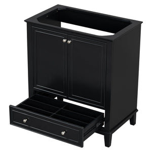 English Elm 30" Matte Black Bathroom Vanity Base Solid Wood Frame Mdf Storage Cabinet Modern N725P186143B