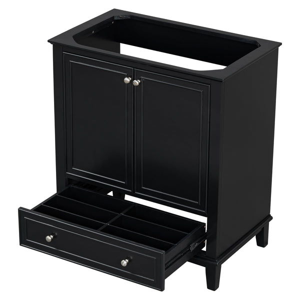 English Elm 30" Matte Black Bathroom Vanity Base Solid Wood Frame Mdf Storage Cabinet Modern N725P186143B