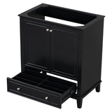 English Elm 30" Bathroom Vanity Without Sink, Base Only, Multi-Functional Bathroom Cabinet With Doors and Drawer, Solid Frame and Mdf Board, Black