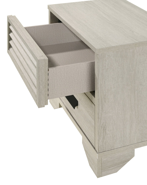 English Elm 1pc Modern 2-Drawer Nightstand with Wood-Pattern Fronts and Round Knobs, Sleek Gunmetal Finish Beige 26.38 L x 18.62 W x 24.33 H B2741P346327