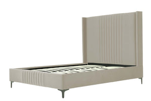 English Elm Promenade Upholstered Velvet Queen Bed In Rustic Taupe - Stylish Comfort, Durable Design & Easy Assembly B365S00051-GIGA