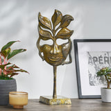 Christopher Knight Home® - Noble House - Orwell Handcrafted Aluminum Decorative Face Accessory with Stand, Brass