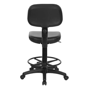 OSP Home Furnishings Sculptured Vinyl Drafting Chair Ergonomic Adjustable Seat for Lab or Tall Workstation Use DC517V