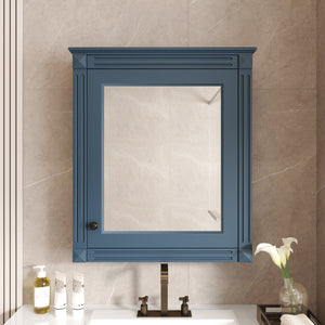 English Elm 24'' 24'' Wall Mounted Bathroom Mirror Cabinet with Adjustable Shelves, Space-Saving Modern Storage Solution Blue N710P195492C