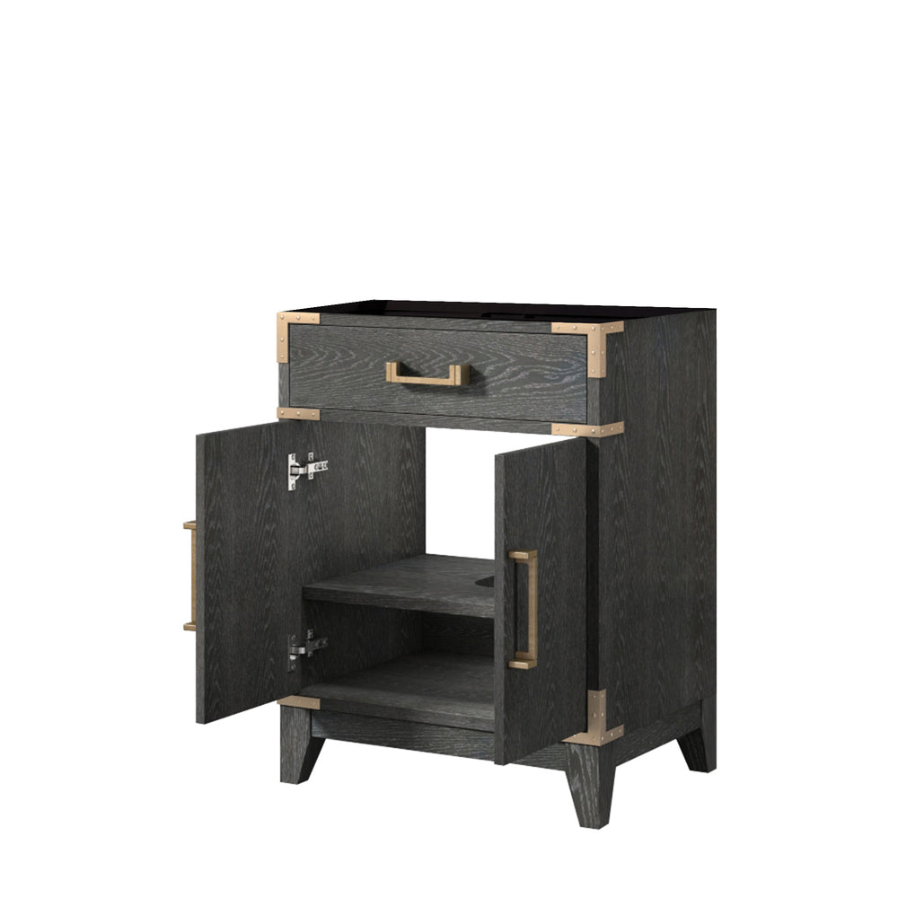 English Elm Black Oak Single Bath Vanity - 24" W X 18" D, Fully Assembled, Soft-Close Doors, Space-Saving Design B2731P260890