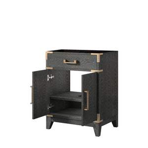 English Elm Black Oak Single Bath Vanity - 24" W X 18" D, Fully Assembled, Soft-Close Doors, Space-Saving Design B2731P260890