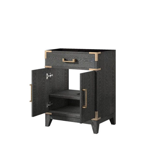 English Elm Black Oak Single Bath Vanity - 24" W X 18" D, Fully Assembled, Soft-Close Doors, Space-Saving Design B2731P260890