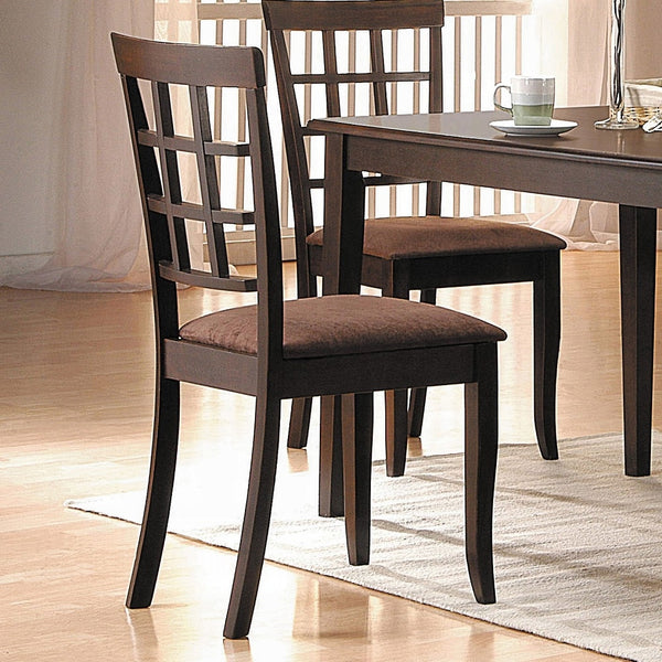 English Elm Espresso Transitional 5pc Dining Set with Upholstered Side Chairs, 48" Table, Espresso Finish Stylish Design and Easy Assembly B2741S00176