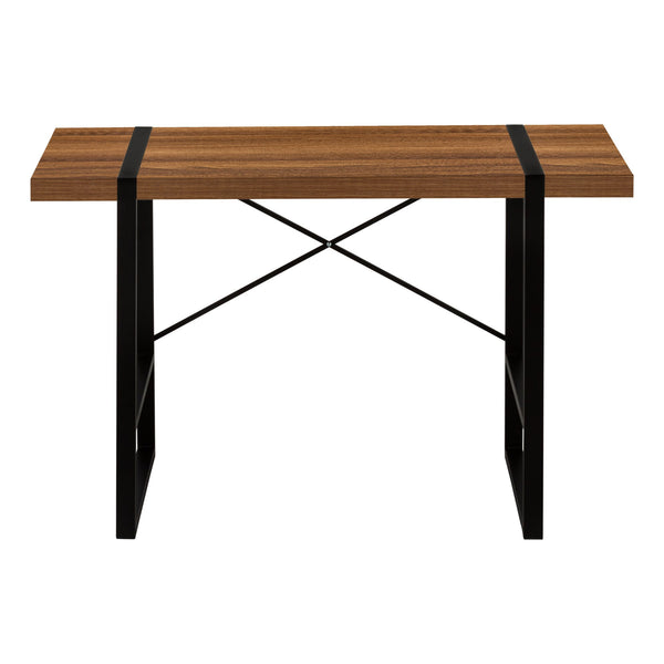 English Elm Computer Desk With Walnut Laminate Top & Black Metal Legs – Modern, Compact Workstation For Home Office B2710P219877