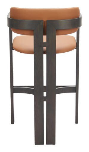 Zuo Modern Shaili Barstool - Modern Brown Faux Leather & Fir Wood Design For Stylish Hospitality Spaces Brown 100% Polyurethane,Fir Wood 110836-zuo-modern