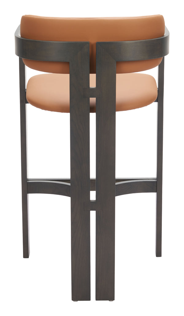 Zuo Modern Shaili Barstool - Modern Brown Faux Leather & Fir Wood Design For Stylish Hospitality Spaces Brown 100% Polyurethane,Fir Wood 110836-zuo-modern