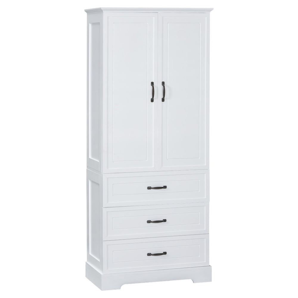 English Elm Tall Bathroom Storage Cabinet - Modern White Design With Adjustable Shelves, Drawers & Doors! N725P206123K-GIGA