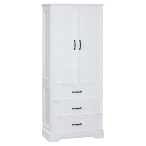 English Elm Tall Bathroom Storage Cabinet - Modern White Design With Adjustable Shelves, Drawers & Doors! N725P206123K-GIGA