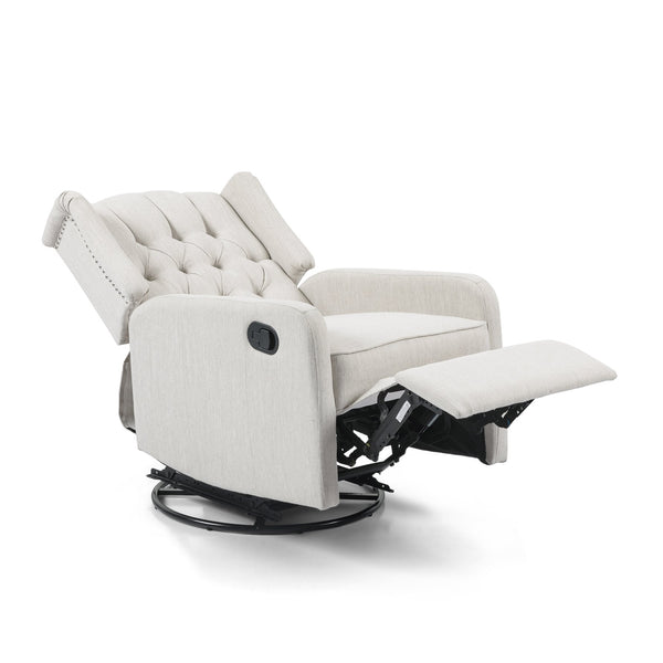 English Elm Christopher Knight Home® - Classic Linen Recliner Chair with 360° Swivel and Manual Recline, Durable Frame, Cozy Upholstery Beige 66842.00BGE