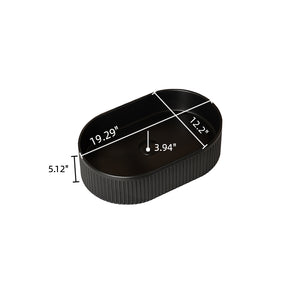 English Elm 20'' Oval Striped Vessel Ceramic Sink, Black Sintered Stone Countertop, Pre-Drilled Hole, Scratch & Water Resistant, Faucet Spout ≥9" Recommended W2615P226068
