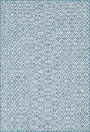 Unique Loom Outdoor Trellis Deco Trellis Machine Made Trellis Rug Aqua, Ivory 6' 1" x 9' 0"
